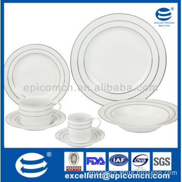 silver rim decoration custom-made stock household porcelain dinner set with good price